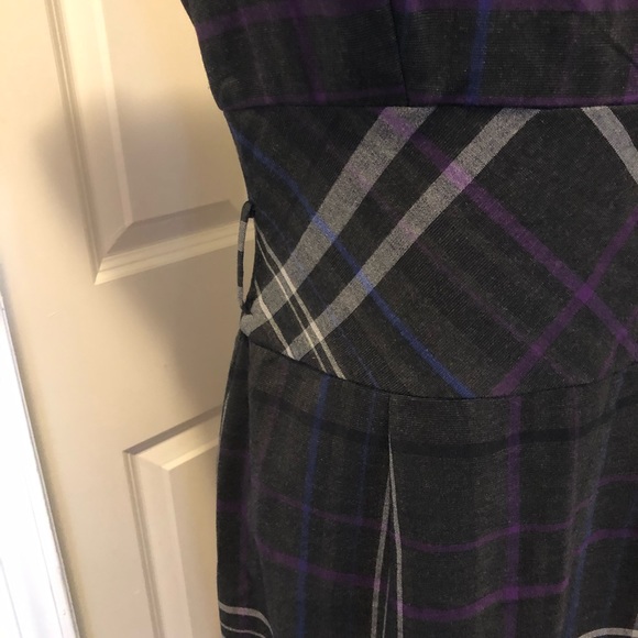 Karin Stevens brand grey/purple plaid dress - Picture 5 of 7